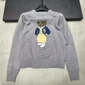 New Arrival Elegant European Brand Bear Design Ladies Knit Sweater Luxury Pullover Knitted Tops Knitwear Women Clothes Jumper